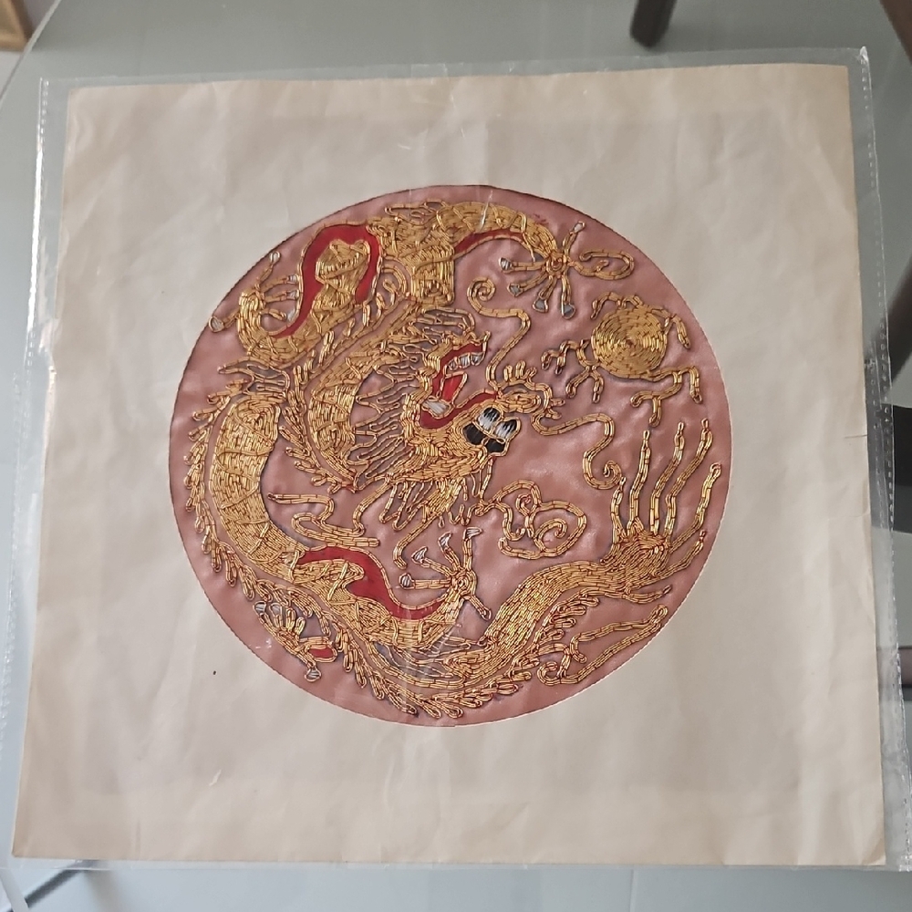 Embroidered Dragon Art on Silk